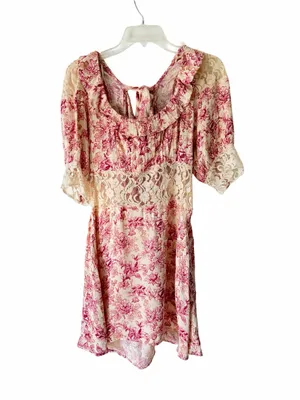 Free People Lucie NWTs Pink Cream Lace Mini Floral Dress size 6 thumbnail 4