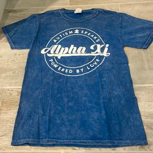 Alpha Xi Delta Blue Space Dyed Sorority Tee Size Small thumbnail 1