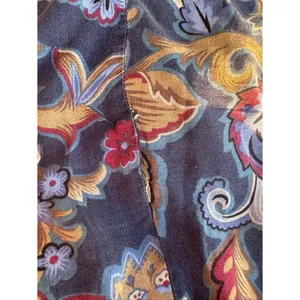 Vintage 80s Carriage Court Blue Paisley Floral Pleated Midi Skirt Medium Boho thumbnail 5