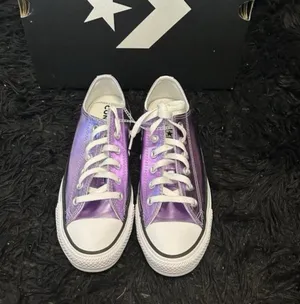 CONVERSE all Star purple metallic lace up shoes sneakers women’s 7 new thumbnail 2