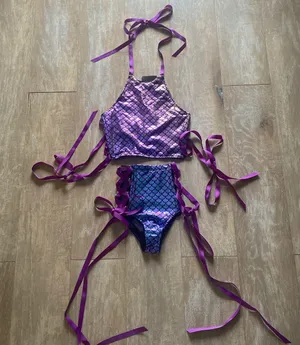 Dollskill Mermaid Technotopia ribbon lace up set XS NEW thumbnail 1