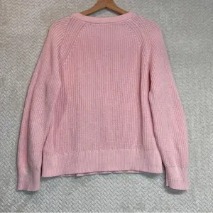 J. Crew Womens Powder Pink Cable Knit Crewneck‎ Barbiecore Sweater Large thumbnail 5