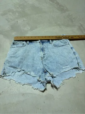 Aerie Light Blue Distressed Denim Shorts medium thumbnail 4