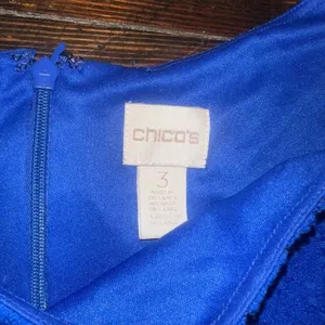 Chico’s bright blue bell sleeve eyelet vacationcore colorful mini dress thumbnail 3
