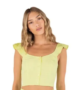 Hurley Yellow Window Pane Crop Top Size Large thumbnail 1