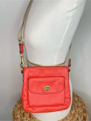 Coach Purse Park Leather Swingpack Crossbody Poppy Red Coral Turnlock Leather thumbnail 2