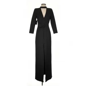 Marciano Black Choker Neck Belted Maxi Dress Small Dark Feminine Quiet Luxury thumbnail 2