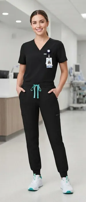 FIGS Technical Collection Black Jogger Scrub Pants Size Small Women's Medical thumbnail 1