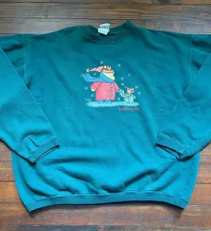 Vintage Disney Store Winnie the Pooh “Bundle O’ Joy” Crewneck Sweatshirt Green thumbnail 1