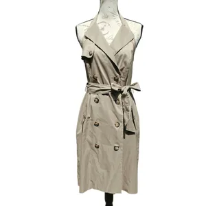 Ann Taylor NWT Khaki Trench Halter Dress Double Breasted Midi Tan Size 10 thumbnail 3