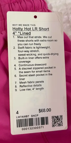 Lululemon Sonic Pink Hotty Hot Shorts 4" thumbnail 2