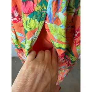 Lands' End Dress Women‎ Medium Orange Tropical Floral Smocked Tie Shoulder Midi thumbnail 9