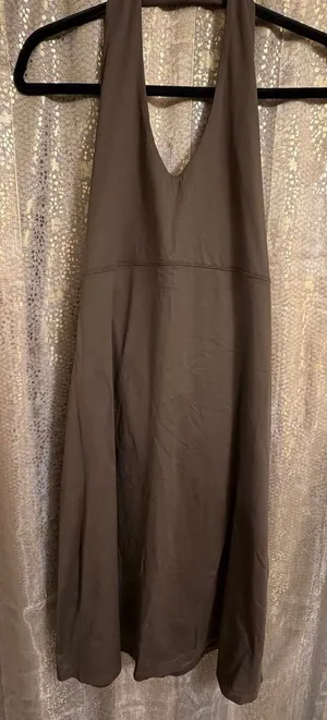 Patagonia W's Morning Glory Halter Chocolate Brown Tie Back Midi Dress XL thumbnail 1