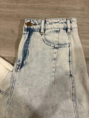 Miou Muse Color Combo Barrel Jeans in Blue thumbnail 3