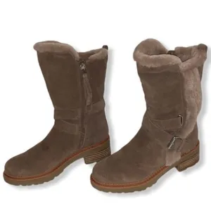 New Sam Edelman Jailyn Taupe Suede Leather Mid Calf Boots Size 6 Chic Preppy thumbnail 3