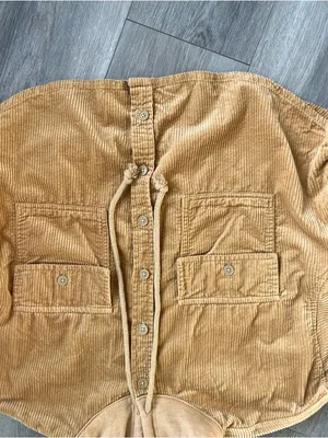 American Eagle AE Hooded Cropped Corduroy Button Up Shirt Shacket Small M Top thumbnail 2