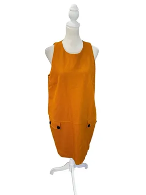 Anthropologie Maeve Orange Crewneck Mini Shift Dress NWT Size 10 Mod thumbnail 5
