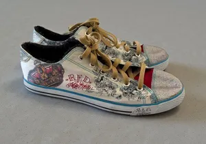 MARC ECKO Red Women's Patterned Glitter Sneakers Size 9 Silver thumbnail 1