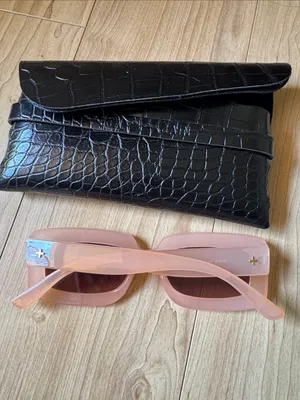 Peta + Jain Pink Rectangular Sunglasses with Black Croc Case thumbnail 2