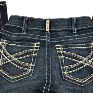 ARIAT Mid-Rise REAL Entwined Boot Jeans Sz 26 Blue Cowgirl Country Western Boho thumbnail 6