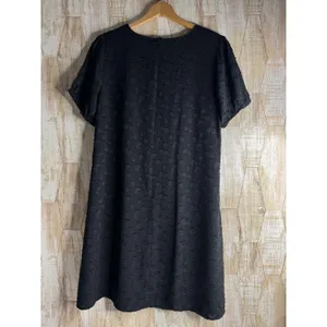 LOFT‎ Black Clip Dot Short Sleeve Shift Dress Womens Medium Lined thumbnail 2