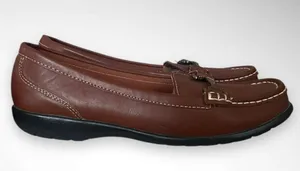 THOM MCAN Gavyn Women's Brown Leather Loafers With Buckle Detail Size 8 | EUC thumbnail 3