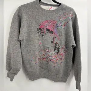 Vintage jerzees handprinted beaded art deco made usa sweatshirt size medium thumbnail 1