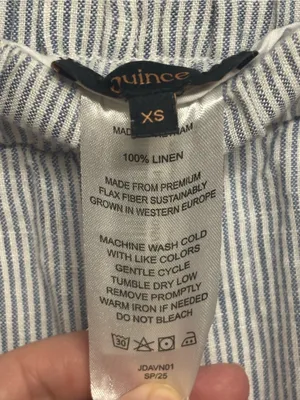 Quince 100% European Linen Blue & White Pinstripe Cropped Pants XS thumbnail 6