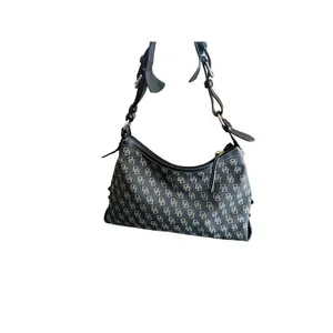 Dooney & Bourke Canvas Leather Hobo Shoulder Bag Vintage Y2K Monogram thumbnail 3