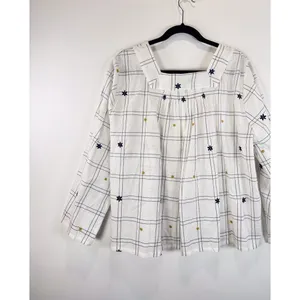 NWT Madewell Womens Top White Embroidered Windowpane Square Neck Button Down 2XL thumbnail 9