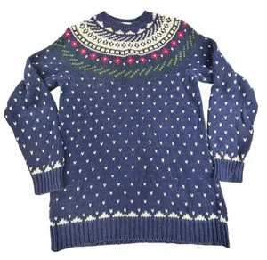 Vtg Illustrations Sweater Knit M Hong Kong Cabin Fever Fair Isle Hearts thumbnail 1