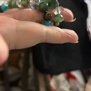 Vintage Green and Blue Beaded Necklace thumbnail 3