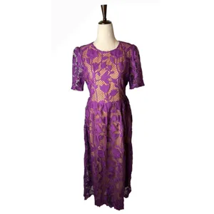 Dalia MacPhee Lace Midi Dress Women Medium Purple NWT Floral Guipure Lace‎ Party thumbnail 2