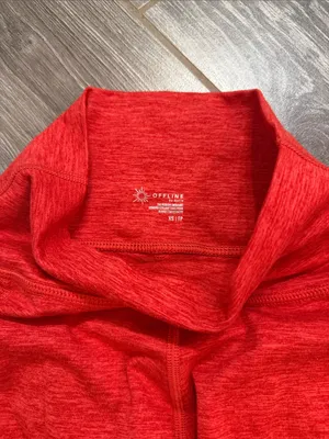 Aerie Offline High-Rise heathered Red cropped Performance Leggings XS cropped thumbnail 2