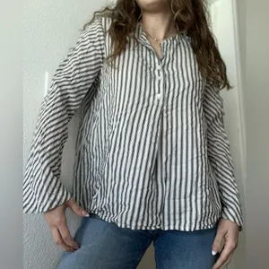 Madewell Brighton Striped Popover blouse top‎ Flare Sleeve size large thumbnail 2