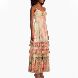 Hutch Elliott‎ Ruffled Printed Tulle Sweetheart Gown 8 NWT thumbnail 4