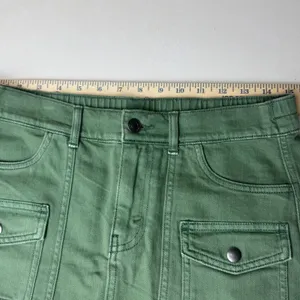 Aerie Green Denim Mini Skirt Cargo Utility Frayed Hem‎ Y2K Style Fairy Grunge thumbnail 5