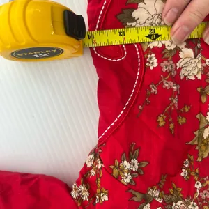 Tang Chao Red Floral Qipao Cheongsam Dress Cotton Mandarin Collar Size M thumbnail 8