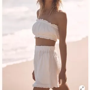 Free People Twyla Beach Shorts Top Bandeau Bra Set M Ivory White Free-EST thumbnail 7