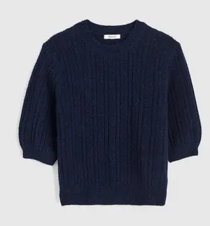 Madewell Cloudsoft Charm Stitch Hazel Sweater Tee Small Navy Blue Preppy juniper thumbnail 1