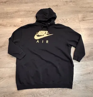 Nike Air Hoodie‎ Black Rose Gold Logo Sweatshirt Pullover Womens Size Large L thumbnail 1