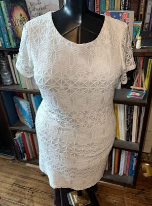 Lulu’s white lace scoop neck M graduation sorority dress thumbnail 1