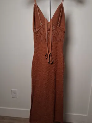 Abercrombie & Fitch Rust Knit Maxi Dress Spaghetti Straps size Medium thumbnail 7