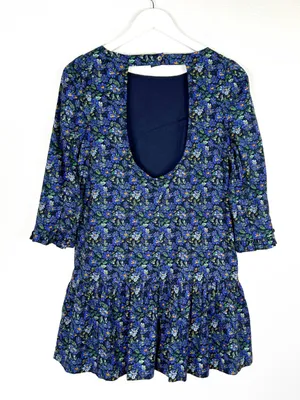 NWT Free People cotton floral ruffle The Avenue mini dress whimsy cottage SZ XS thumbnail 2