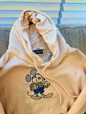 Disney Parks Mickey Mouse Pink Embroidered Hoodie Sweatshirt Size S thumbnail 4