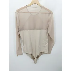 Abercrombie & Fitch Bodysuit‎ Women XL NWOT Cream Nude Long Sleeve Sheer Mesh thumbnail 2