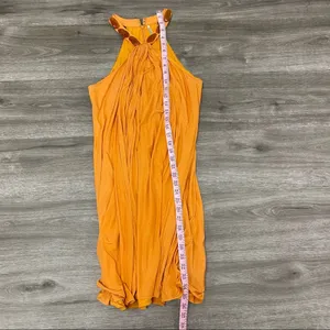 Badgley Mischka Orange Jeweled Halter Draped Mini Dress Est XS thumbnail 6