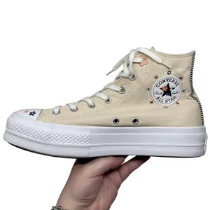 Converse Chuck Taylor Platform Beige Tan Embroidered Floral Flower Womens 11 thumbnail 11