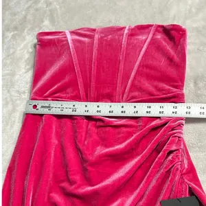 Lulus Knee Length Dress Women's Small Pink Velvet Strapless Bodice Tulip thumbnail 10