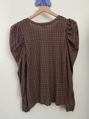 Nation LTD Large Romy Long Sleeve Tee Tartan Plaid Fall Preppy Office Pima thumbnail 6